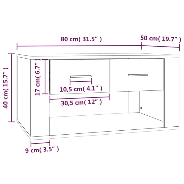 vidaXL Salongbord sonoma eik 80x50x40 cm konstruert tre