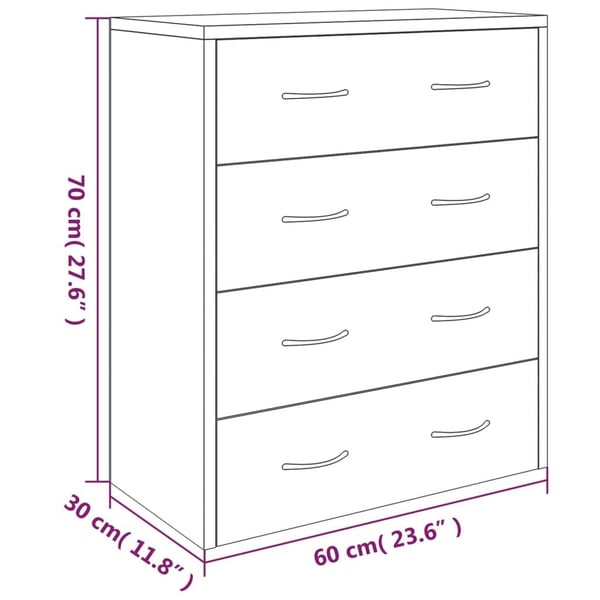 vidaXL Skjenk med 4 skuffer 60x30,5x71 cm betonggrå