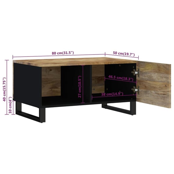 vidaXL sofabord 80x50x40 cm massivt mangotræ og konstrueret træ