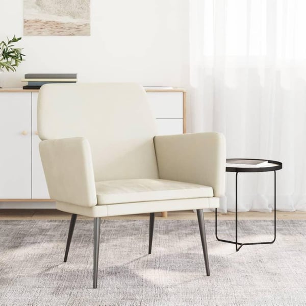 vidaXL lænestol 62x79x79 cm velour cremefarvet