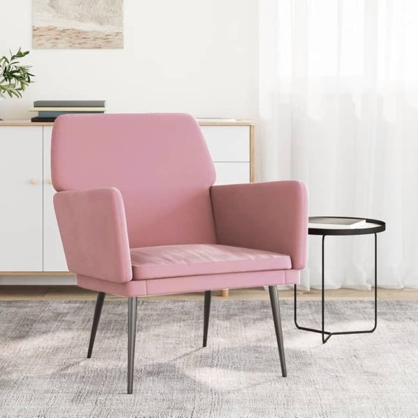 vidaXL lænestol 62x79x79 cm velour lyserød