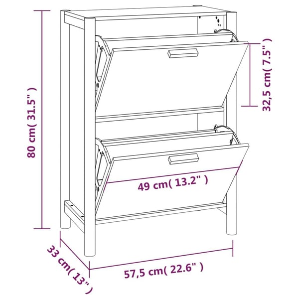 vidaXL Skoskap 57,5x33x80 cm konstruert tre