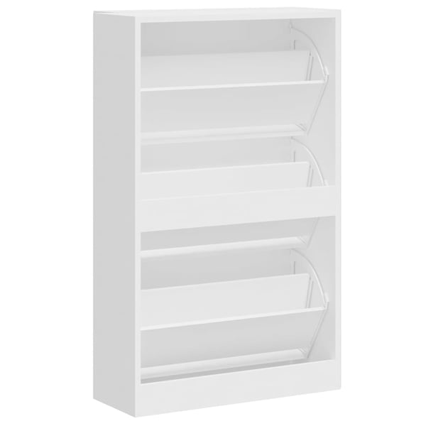 vidaXL Skoskap høyglans hvit 63x24x103 cm konstruert tre