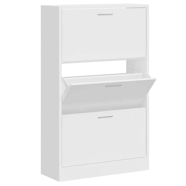 vidaXL Skoskap høyglans hvit 63x24x103 cm konstruert tre