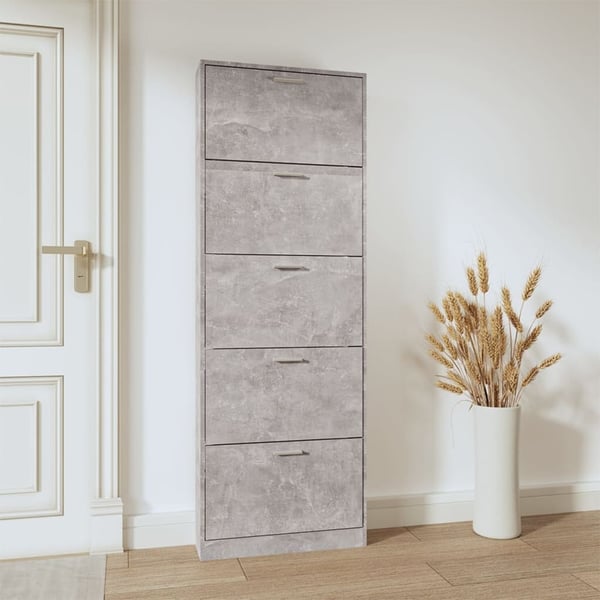 vidaXL Skoskap betonggrå 59x17x169 cm konstruert tre