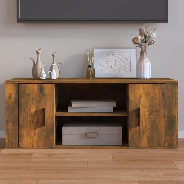 vidaXL TV-benk røkt eik 100x35x40 cm konstruert tre