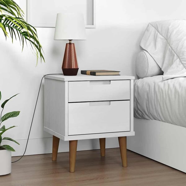vidaXL sengebord MOLDE 40x35x48 cm massivt fyrretræ hvid