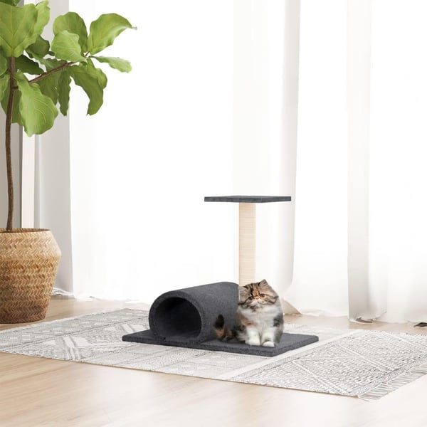 vidaXL kradsetræ med tunnel 60x34,5x50 cm mørkegrå