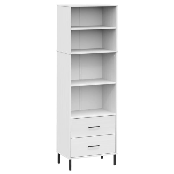 vidaXL Kirjahylly 2 laatikolla valkoinen 60x35x180 cm täyspuu OSLO