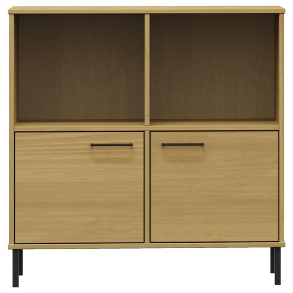 vidaXL bogskab med metalben OSLO 90x35x90,5 cm massivt træ brun