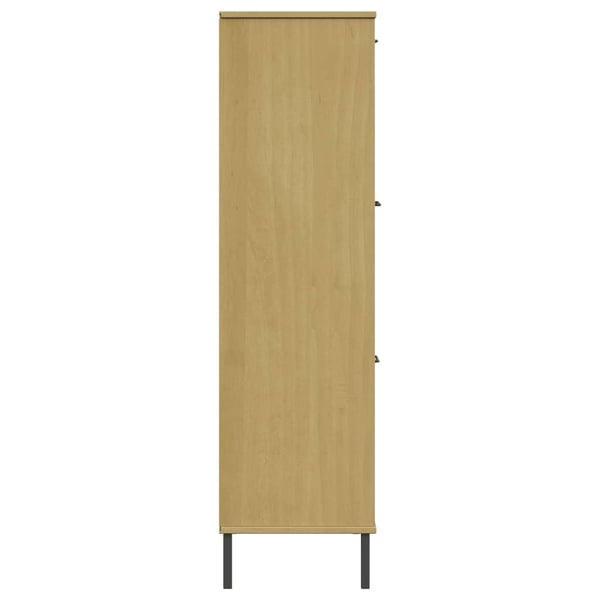 vidaXL bogskab med metalben OSLO 90x35x128,5 cm massivt træ brun