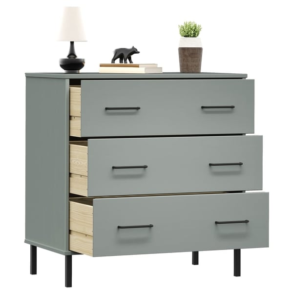 vidaXL Skjenk med 3 skuffer grå 77x40x79,5 cm heltre OSLO