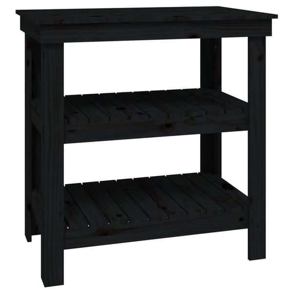 vidaXL arbejdsbord 78,5x50x80 cm massivt fyrretræ sort