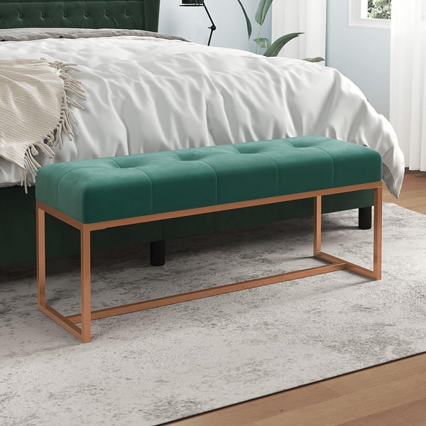 vidaXL bænk 110x36x45 cm velour mørkegrøn