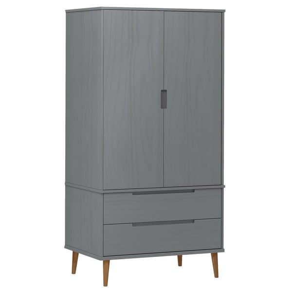vidaXL Garderobe MOLDE grå 90x55x175 cm heltre furu