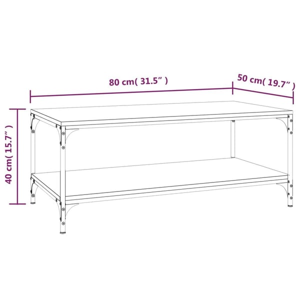 vidaXL sofabord 80x50x40 cm konstrueret træ brun egetræsfarve