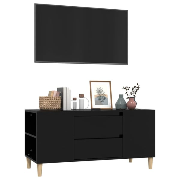 vidaXL tv-bord 102x44,5x50 cm konstrueret træ sort