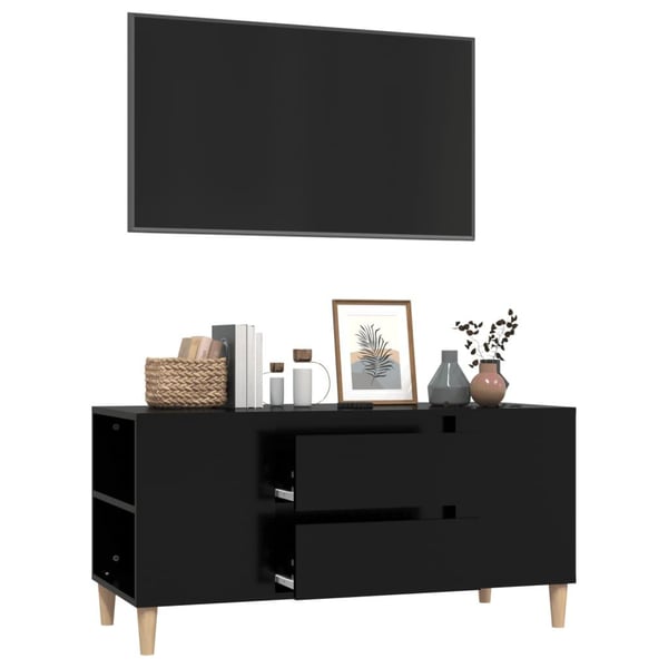 vidaXL tv-bord 102x44,5x50 cm konstrueret træ sort