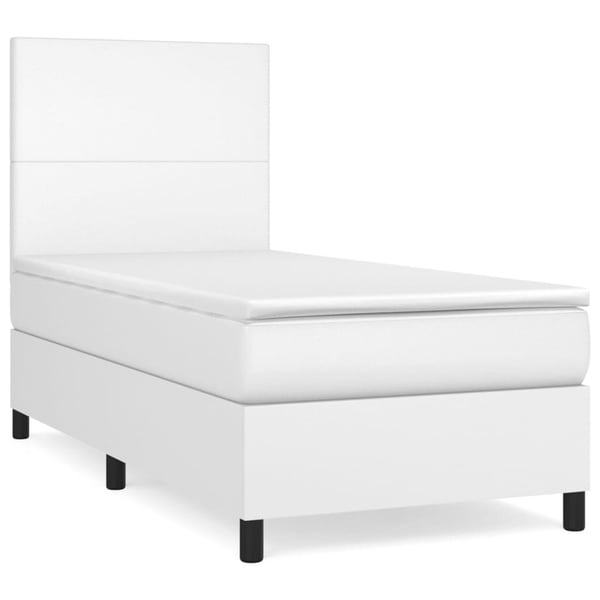 vidaXL kontinentalseng med madras 100x200 cm kunstlæder hvid