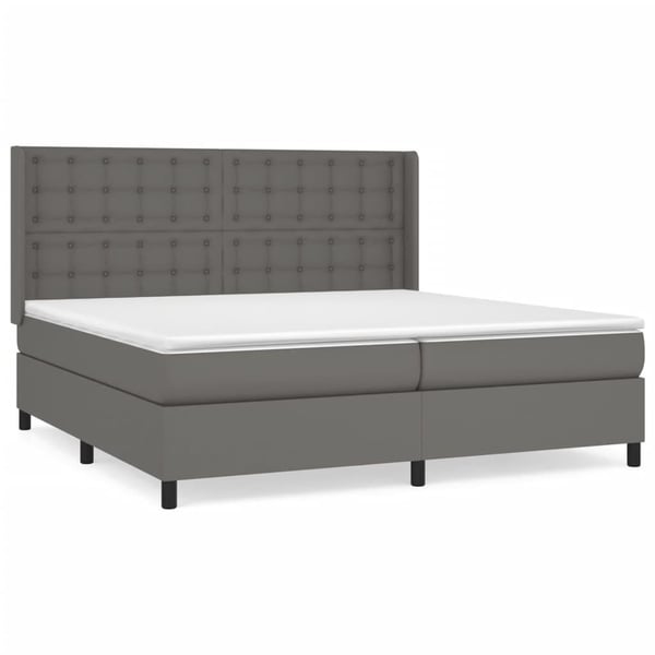 vidaXL kontinentalseng med madras 200x200 cm kunstlæder grå