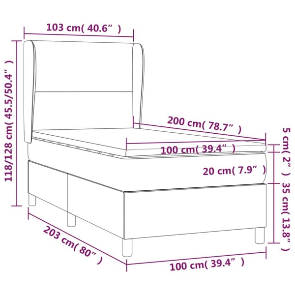 vidaXL kontinentalseng med LED-lys 100x200 cm kunstlæder hvid
