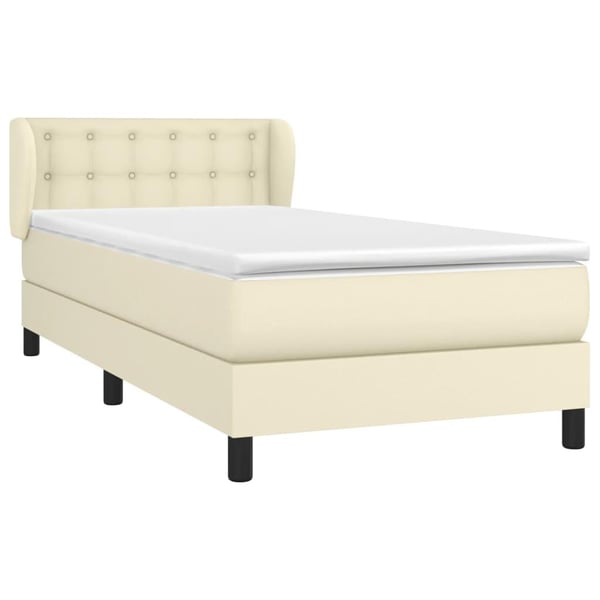 vidaXL kontinentalseng med madras 90x190 cm kunstlæder cremefarvet