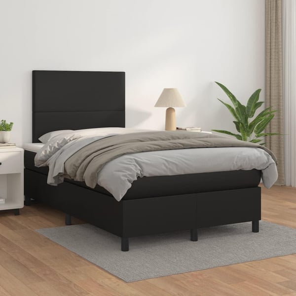 vidaXL kontinentalseng med madras 120x200 cm kunstlæder sort