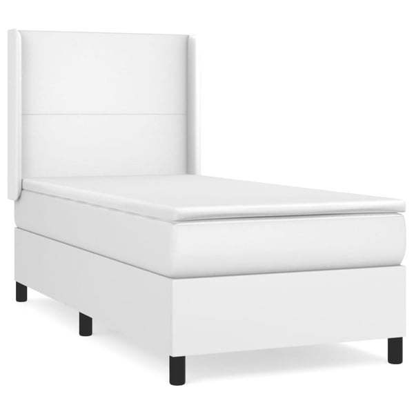 vidaXL kontinentalseng med madras 100x200 cm kunstlæder hvid