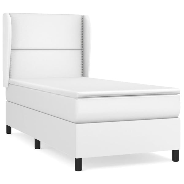 vidaXL kontinentalseng med madras 100x200 cm kunstlæder hvid