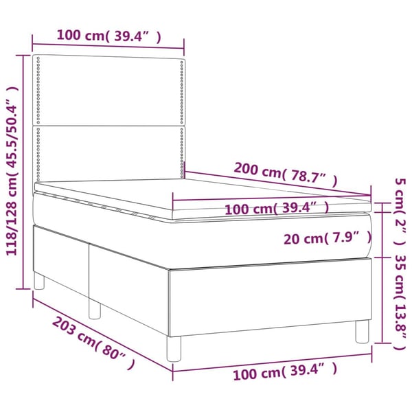 vidaXL kontinentalseng med madras 100x200 cm kunstlæder hvid