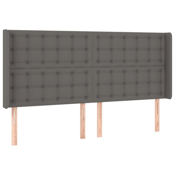 vidaXL kontinentalseng med LED-lys 200x200 cm kunstlæder grå