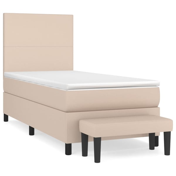 vidaXL kontinentalseng 90x200 cm kunstlæder cappuccinofarvet