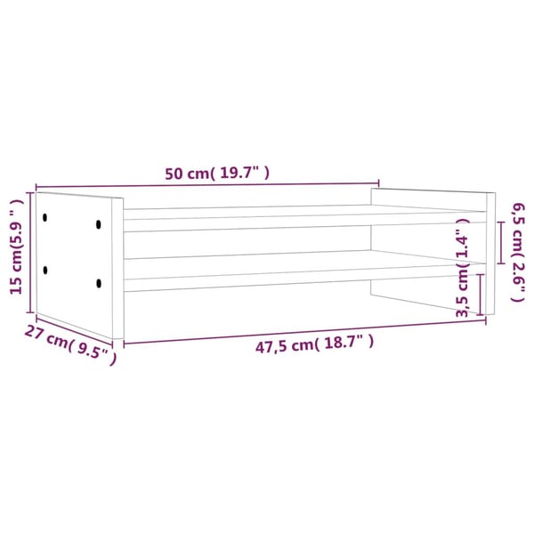 vidaXL Näyttökoroke 50x27x15 cm täysi mänty