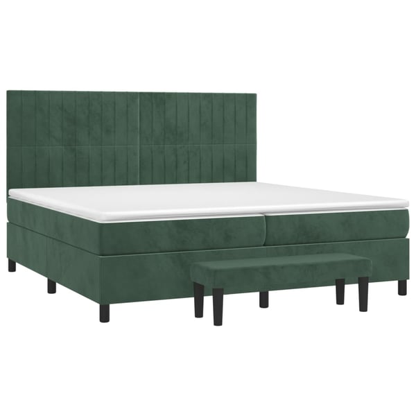 vidaXL kontinentalseng med madras 200x200 cm fløjl mørkegrøn