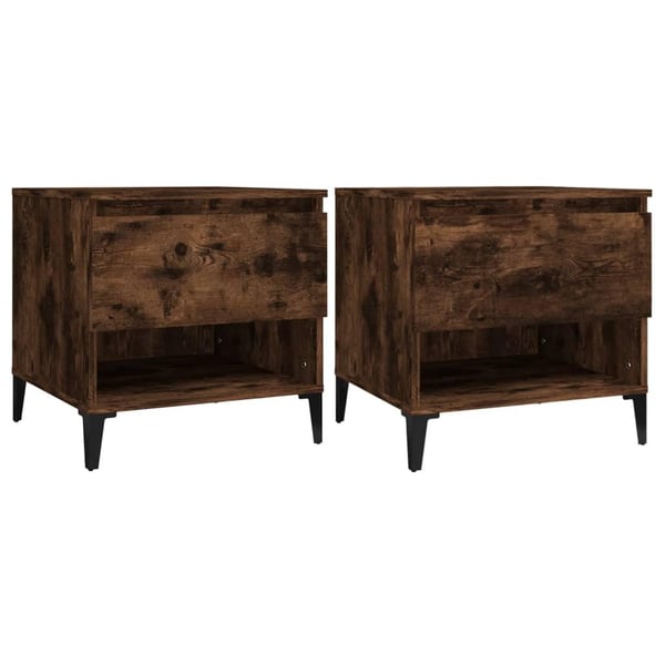 vidaXL Sidebord 2 stk røkt eik 50x46x50 cm konstruert tre