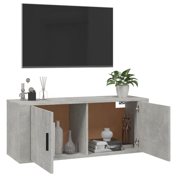 vidaXL Vegghengt TV-benk betonggrå 100x34,5x40 cm