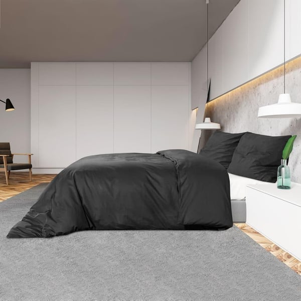 vidaXL Sengesett svart 200x220 cm lett mikrofiber