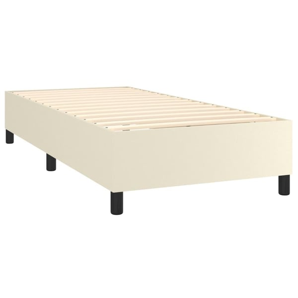 vidaXL Ramsäng med madrass gräddvit 90x200cm konstläder