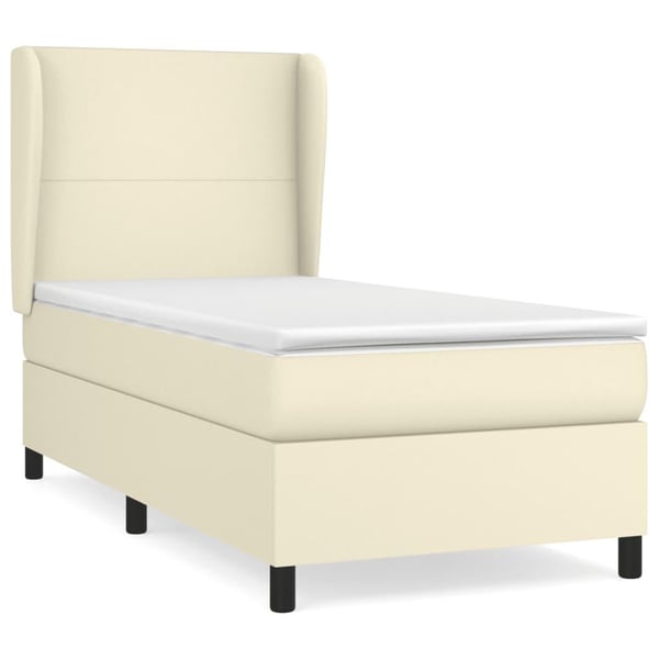 vidaXL kontinentalseng med madras 90x200 cm kunstlæder cremefarvet