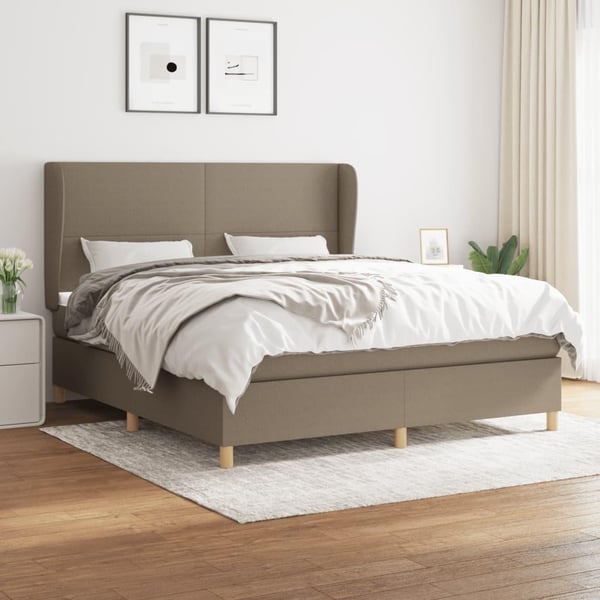 vidaXL kontinentalseng med madras 180x200 cm stof gråbrun