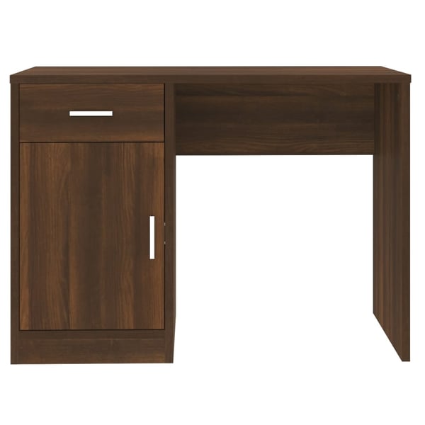 vidaXL Skrivebord skuff og skap brun eik 100x40x73 cm konstruert tre
