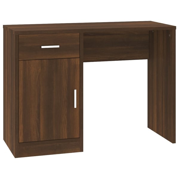 vidaXL Skrivebord skuff og skap brun eik 100x40x73 cm konstruert tre