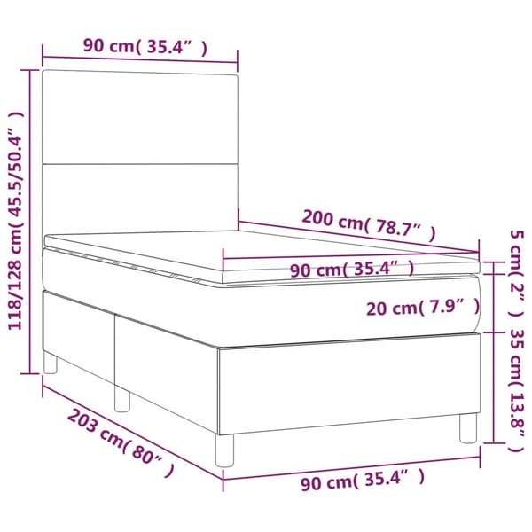 vidaXL kontinentalseng med madras 90x200 cm kunstlæder cremefarvet