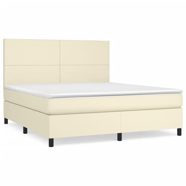 vidaXL kontinentalseng med madras 180x200 cm kunstlæder cremefarvet