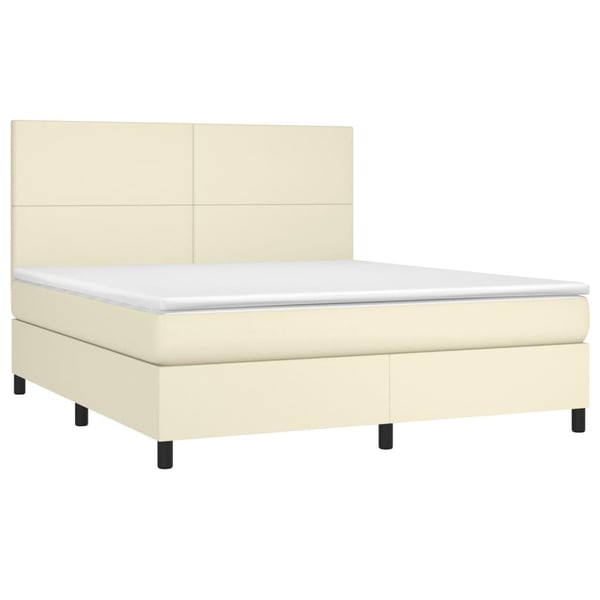 vidaXL kontinentalseng med madras 180x200 cm kunstlæder cremefarvet