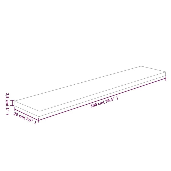 vidaXL Hylleplate 100x20x2,5 cm ubehandlet heltre eik