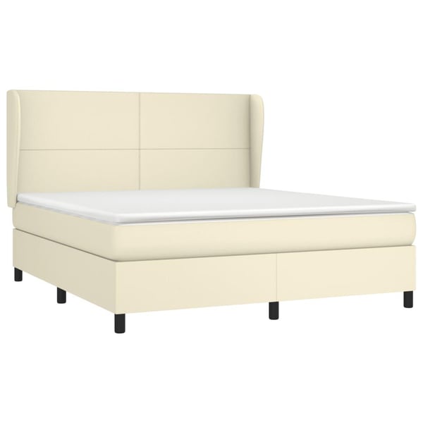 vidaXL kontinentalseng med madras 180x200 cm kunstlæder cremefarvet