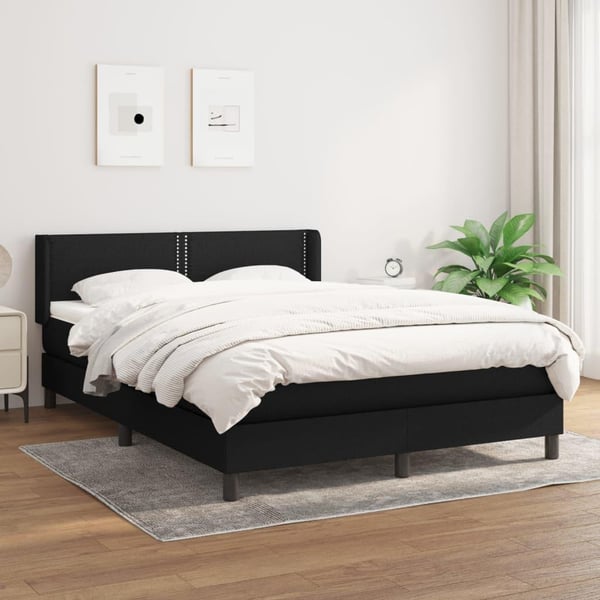 vidaXL kontinentalseng med madras 140x200 cm stof sort