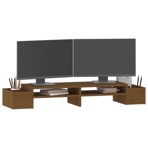 vidaXL skærmholder 100x27,5x15 cm massivt fyrretræ gyldenbrun