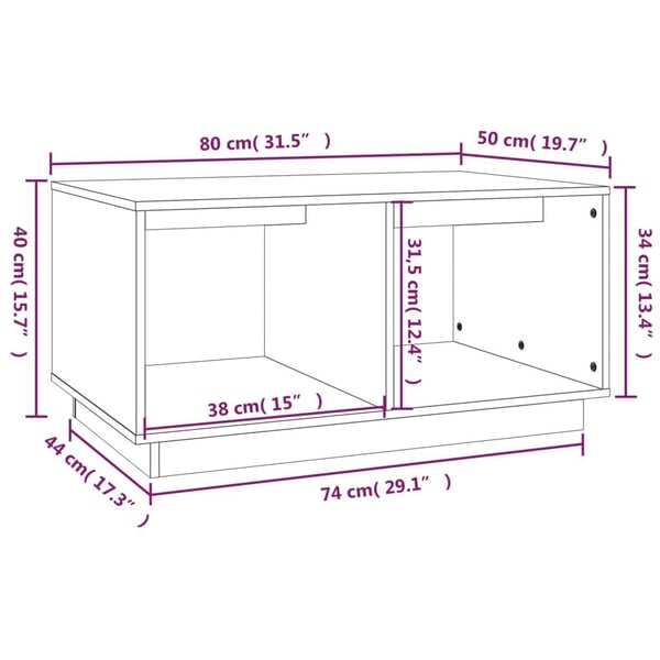vidaXL sofabord 80x50x40 cm massivt fyrretræ gyldenbrun